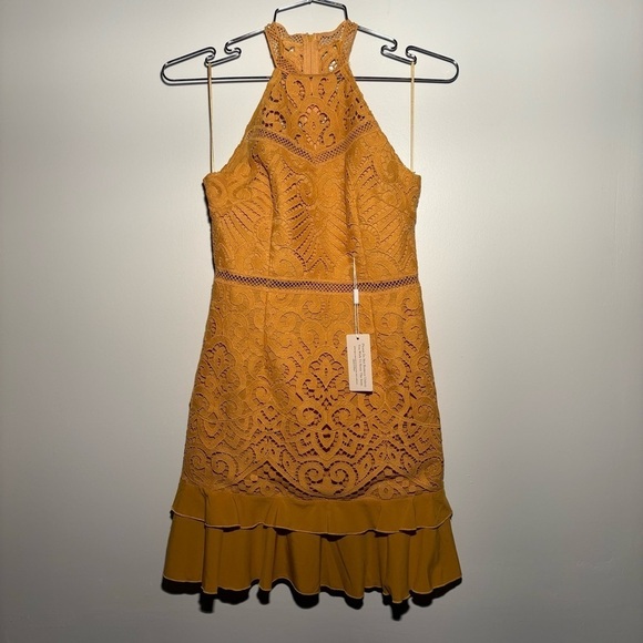 NWT Two Sisters The Label Mustard Lace Midi Dress - Picture 2 of 11